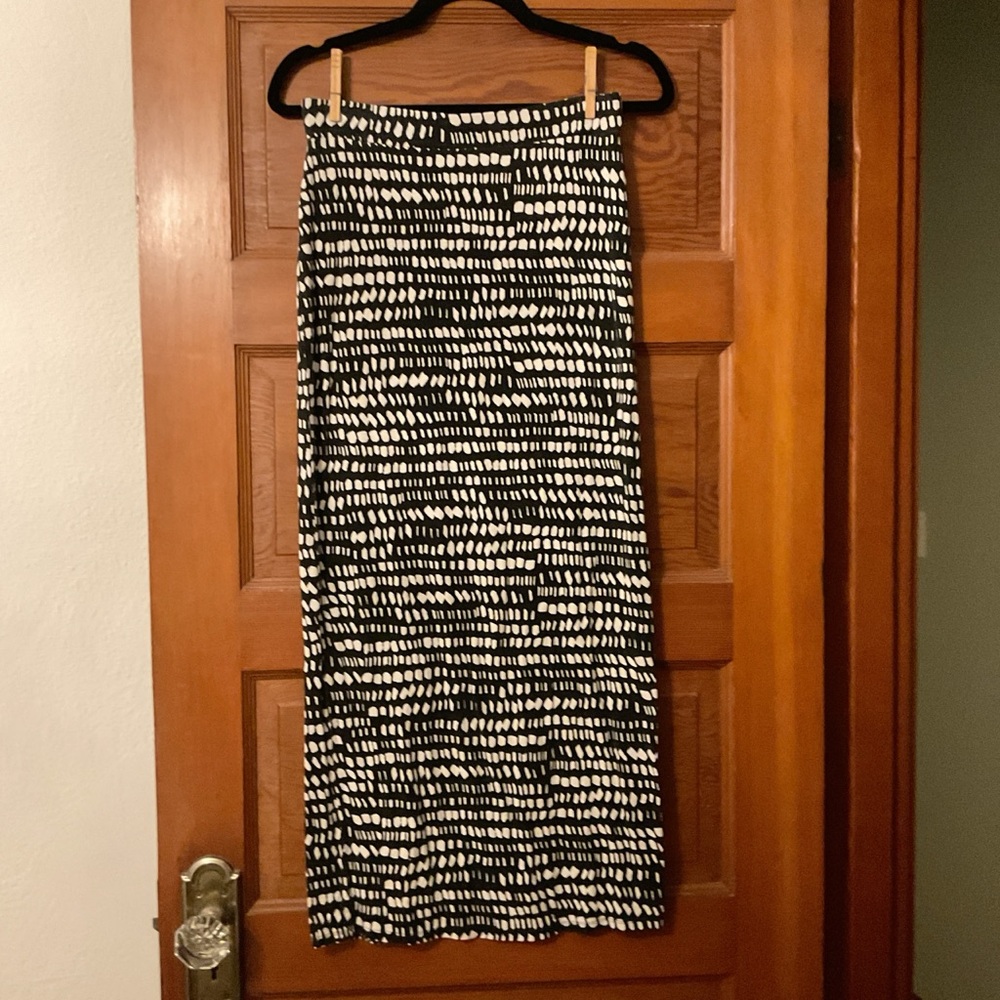 LOFT Black and White Striped Maxi Skirt